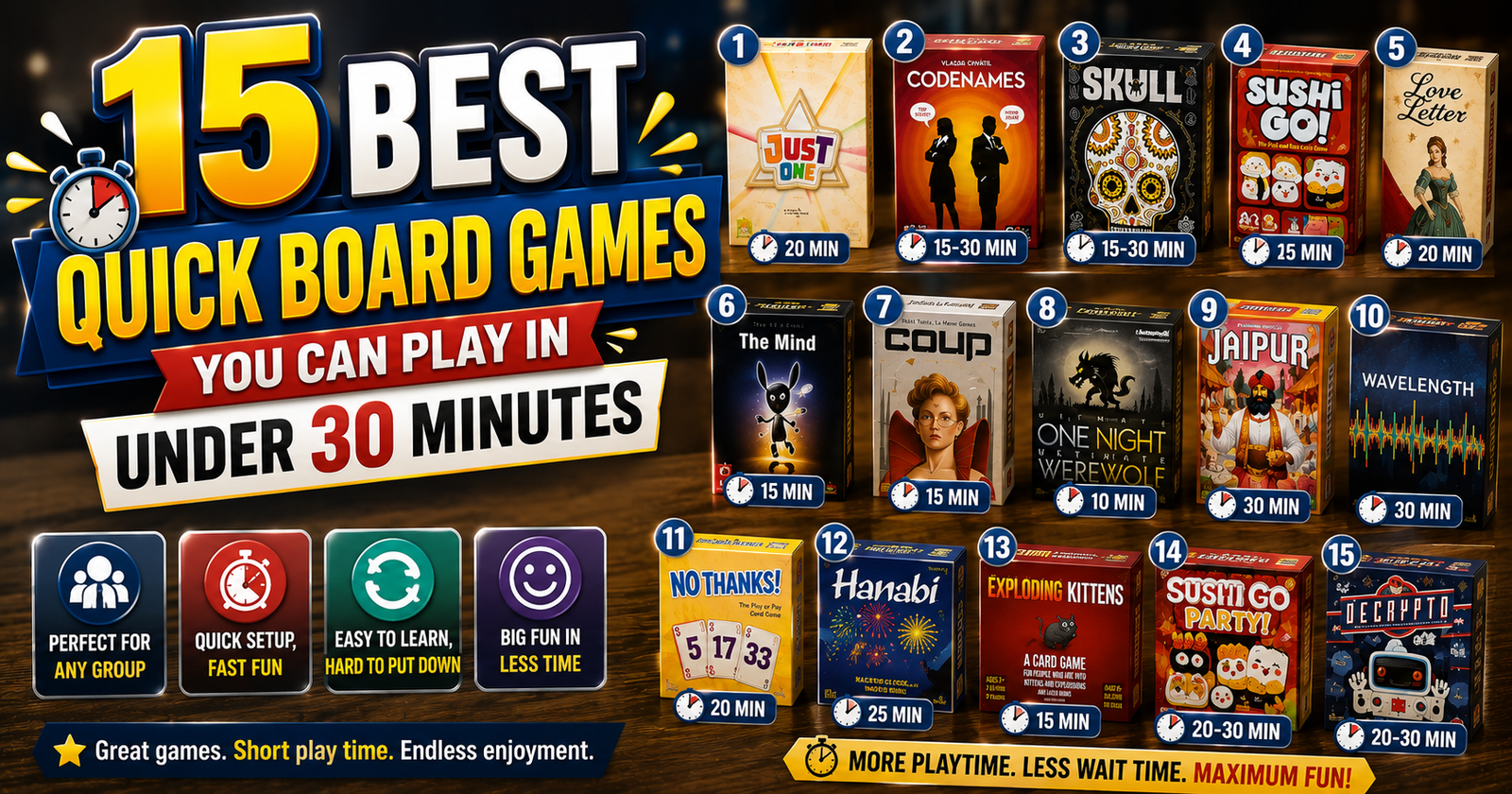 15 Best Quick Board Games You Can Play in Under 30 Minutes